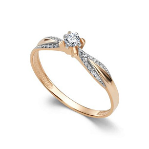 Кольцо из красного золота с бриллиантом