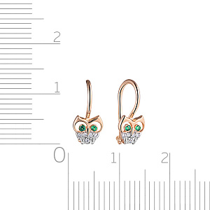 Серьги детские из красного золота с фианитом