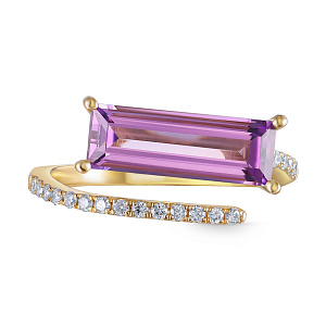 Кольцо из желтого золота с аметистом, бриллиантами