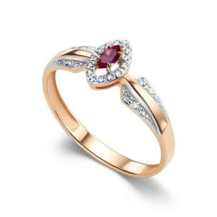 Кольцо из красного золота с бриллиантом