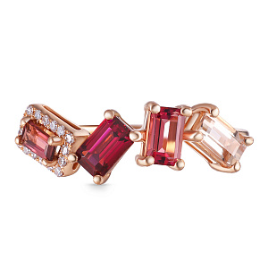 Кольцо из красного золота с бриллиантами, морганитом