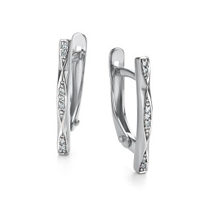 Серьги с английским замком из белого золота