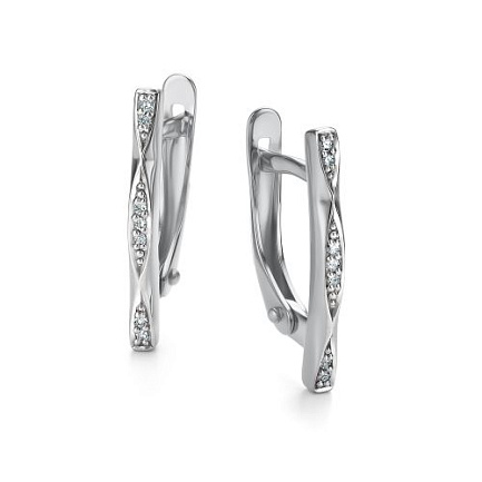 Серьги с английским замком из белого золота