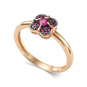 Кольцо из красного золота с рубинами