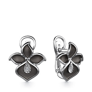 Серьги с английским замком из серебра с бриллиантом