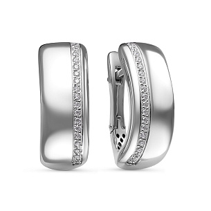 Серьги из белого золота с бриллиантом