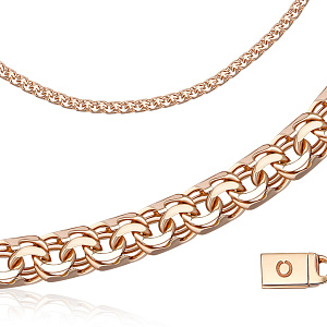 Цепь ручной работы из красного золота, плетение бисмарк