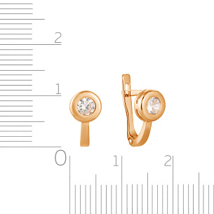 Серьги детские из красного золота с фианитом