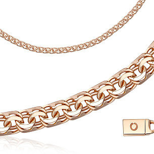 Цепь ручной работы из красного золота, плетение шпрингелевое