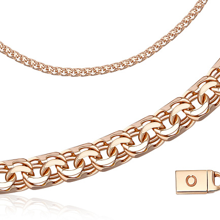 Цепь ручной работы из красного золота, плетение бисмарк