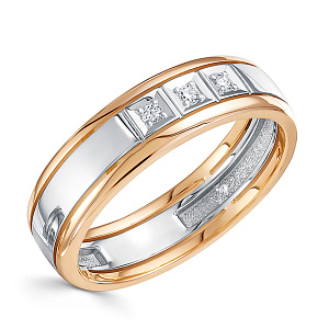 Кольцо обручальное из комбинированного золота