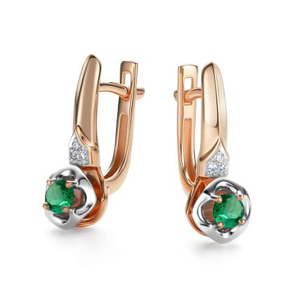 Серьги с английским замком из красного золота с бриллиантами