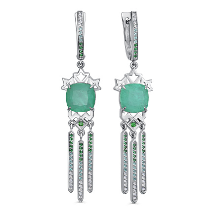 Серьги с английским замком из серебра с алпанитами