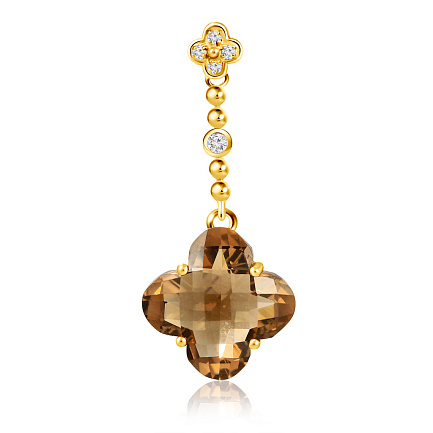 Подвеска из желтого золота с бриллиантами, кварцем