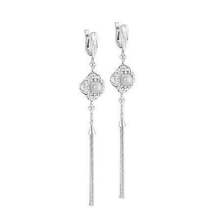 Серьги с английским замком из белого золота с бриллиантами