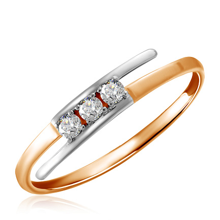 Кольцо из красного золота с фианитом