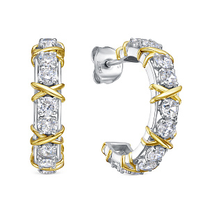 Серьги с английским замком из серебра с фианитом