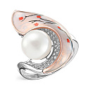 Кольцо из красного золота с бриллиантами, жемчугом