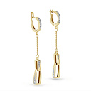 Серьги с английским замком из желтого золота с бриллиантами