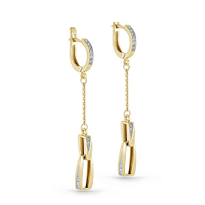 Серьги с английским замком из желтого золота с бриллиантами