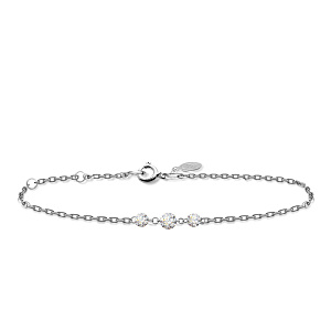 Браслет декоративный из белого золота с бриллиантами, плетение якорное