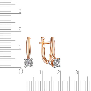 Серьги с английским замком из красного золота с бриллиантами