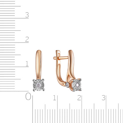 Серьги с английским замком из красного золота с бриллиантами