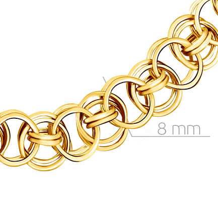 Браслет ручной работы из желтого золота, плетение флоренция