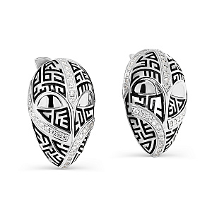 Серьги с английским замком из серебра с фианитами