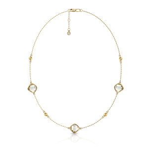 Колье из желтого золота с аметистом, плетение якорное