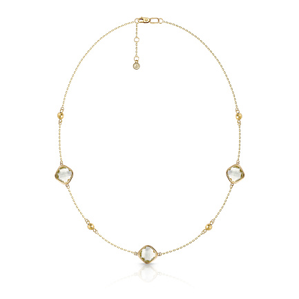 Колье из желтого золота с аметистами, плетение якорное