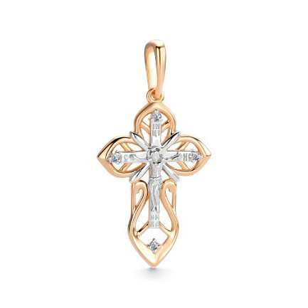 Крест из красного золота с бриллиантами
