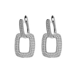 Серьги с английским замком из серебра с фианитом