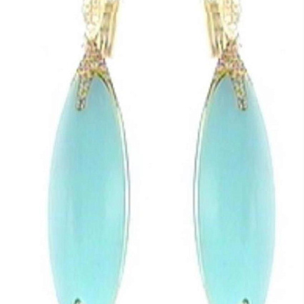 Серьги из белого золота с бриллиантами, бирюзой