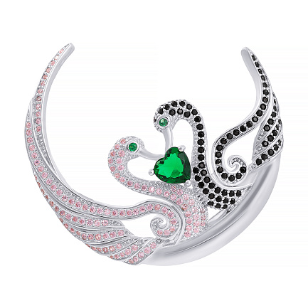 Брошь из серебра с фианитом