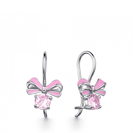 Серьги с французским замком из серебра с фианитом