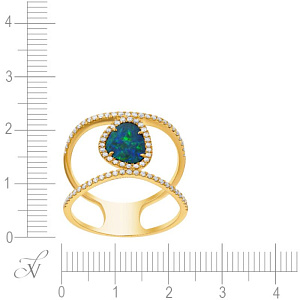 Кольцо из желтого золота с бриллиантами, опалом