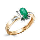 Кольцо из красного золота с бриллиантами, изумрудом