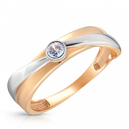 Кольцо из красного золота с фианитом