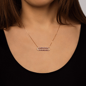 Колье из красного золота с аметистом, бриллиантами