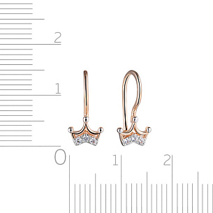 Серьги детские из красного золота с фианитом