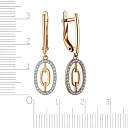 Серьги с английским замком из красного золота с фианитом