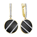 Серьги с английским замком из желтого золота с бриллиантами