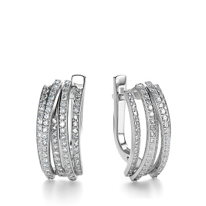 Серьги с английским замком из белого золота с бриллиантами