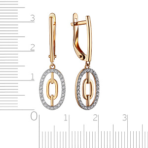 Серьги с английским замком из красного золота с фианитом