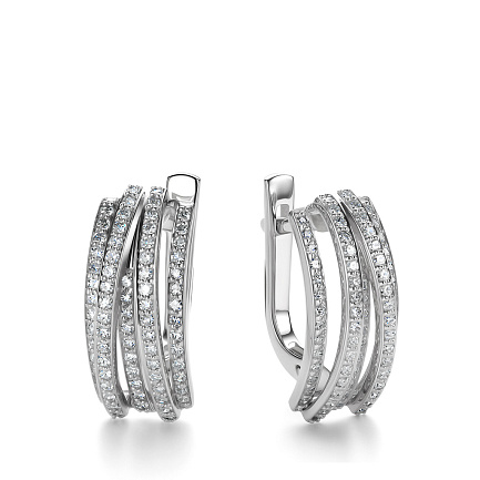 Серьги с английским замком из белого золота с бриллиантами