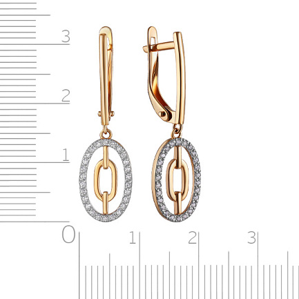 Серьги с английским замком из красного золота с фианитом