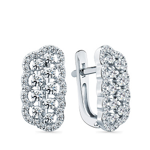 Серьги с английским замком из белого золота с бриллиантами