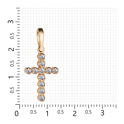 Крест декоративный из красного золота с бриллиантами