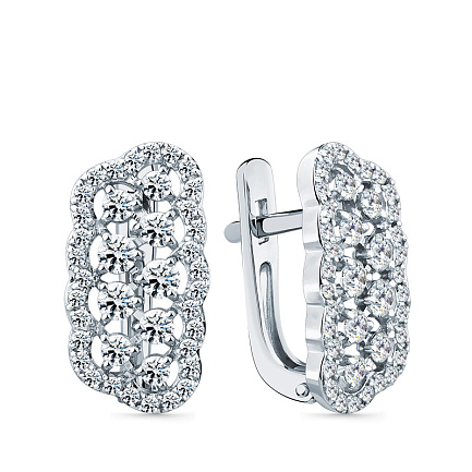 Серьги с английским замком из белого золота с бриллиантами